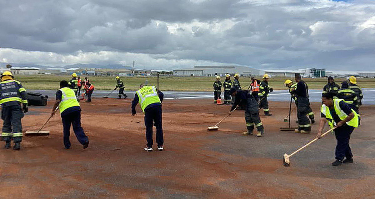 Cape Town International Airport runway cleanup