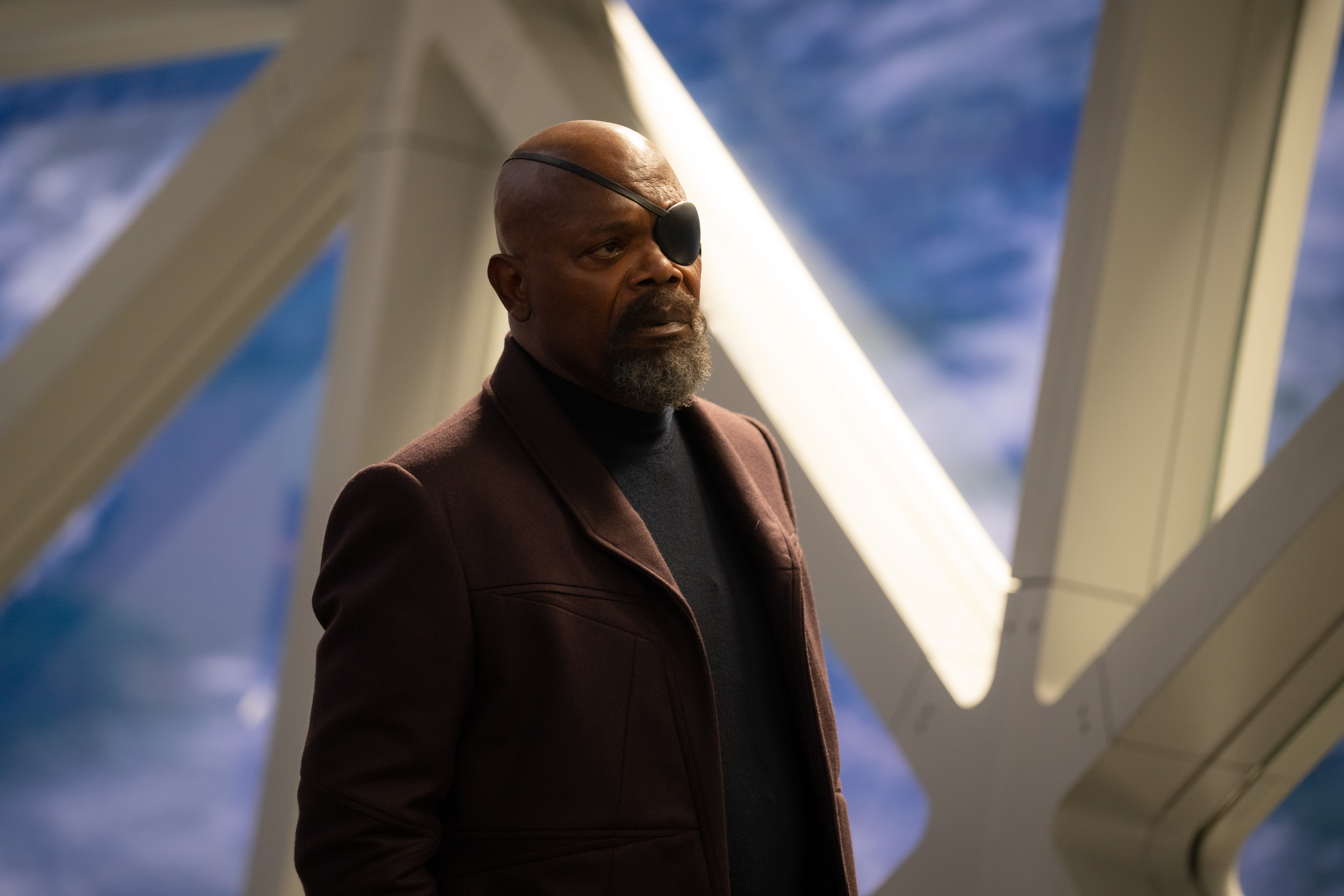Samuel L. Jackson as Nick Fury in Marvel Studios' THE MARVELS. Photo by Laura Radford. © 2023 MARVEL.