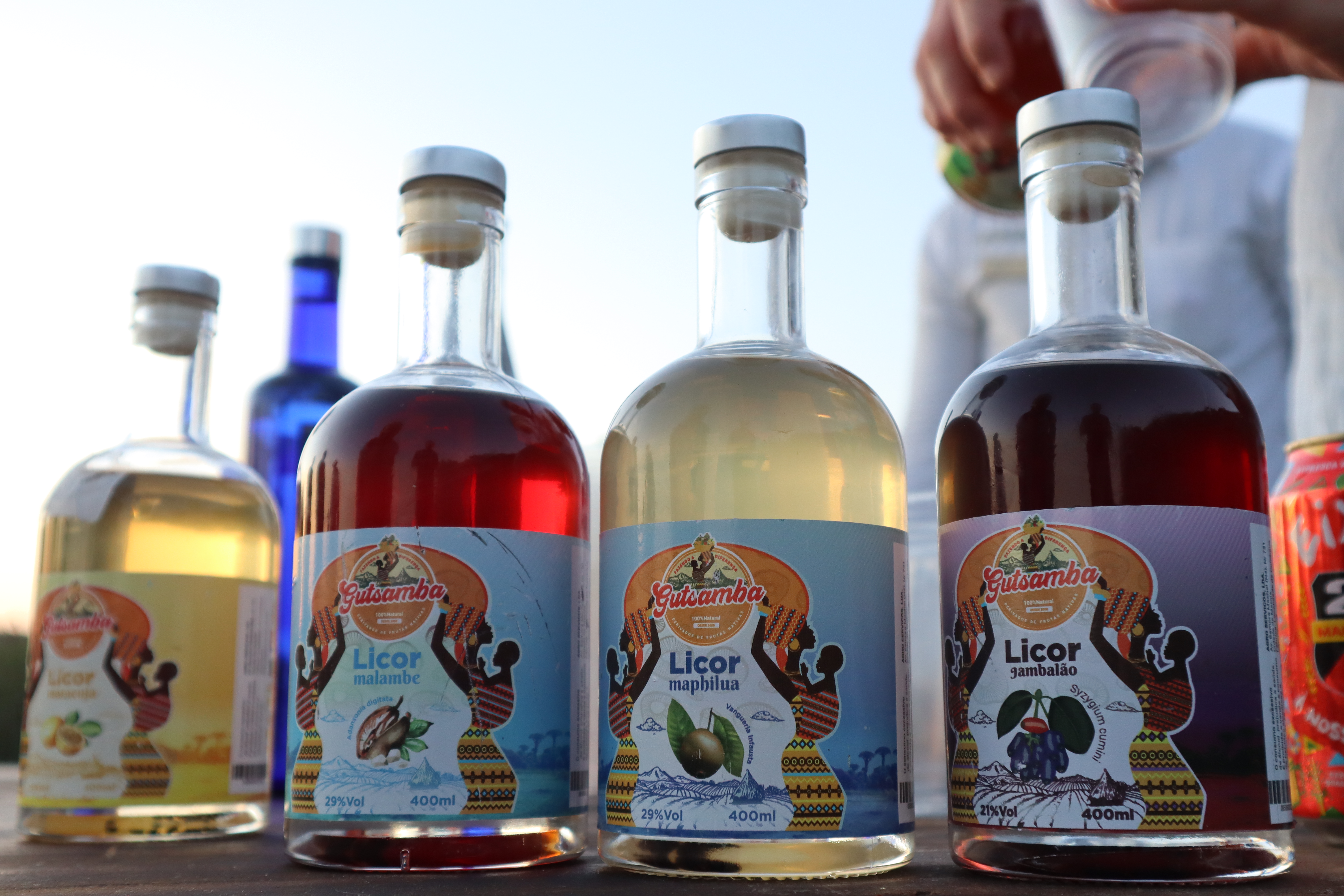 Mozambican liquors made from indigenous fruits and berries were used to make sundowners at Lake Membene. 