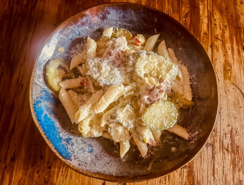 What’s cooking today: Penne rigate with Serrano ham and zucchini