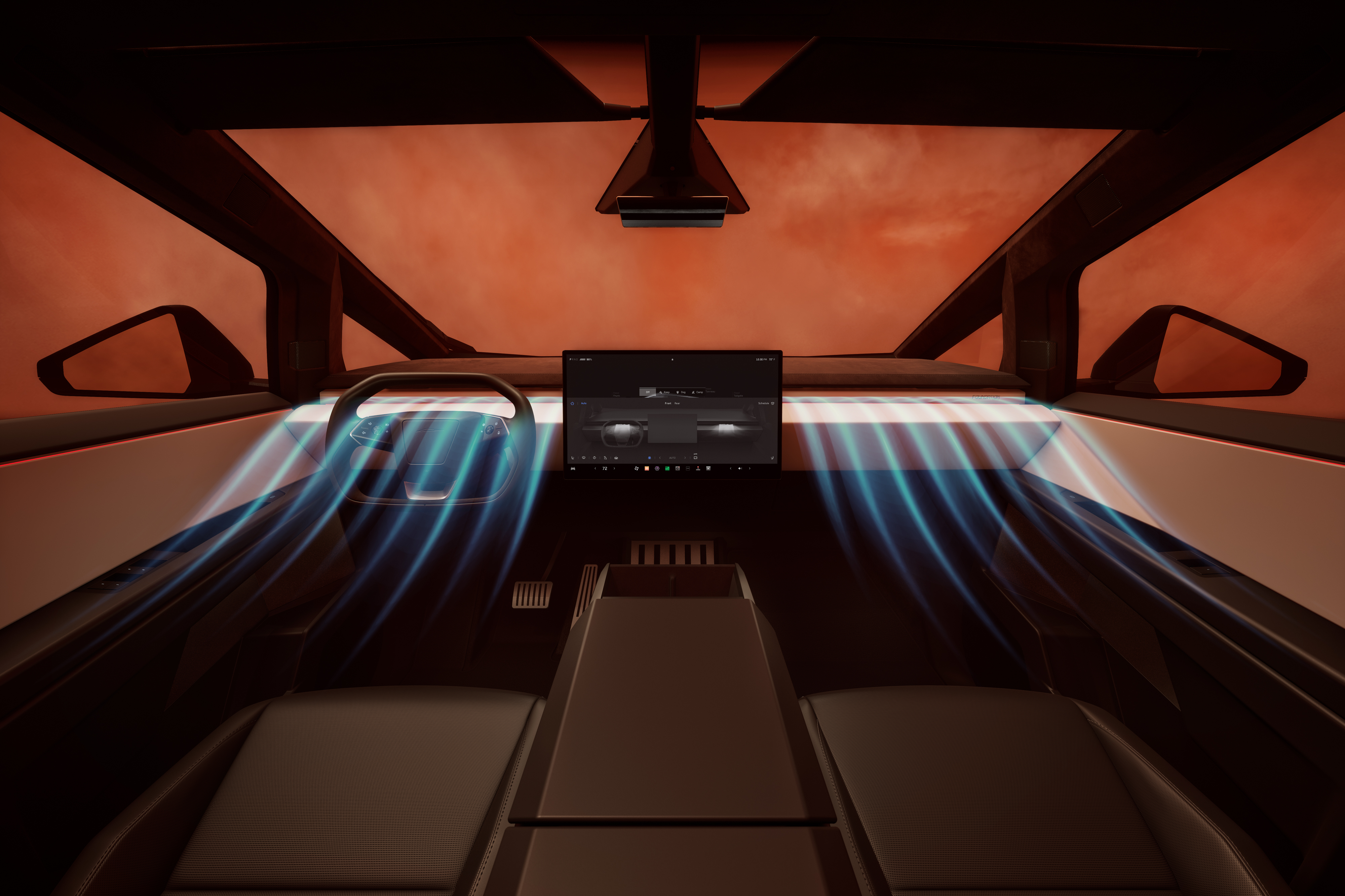 The interior of the Tesla Cybertruck. Image: Tesla