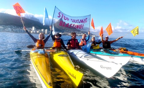 Cape Town paddlers protest against imminent arrival of seismic survey ship