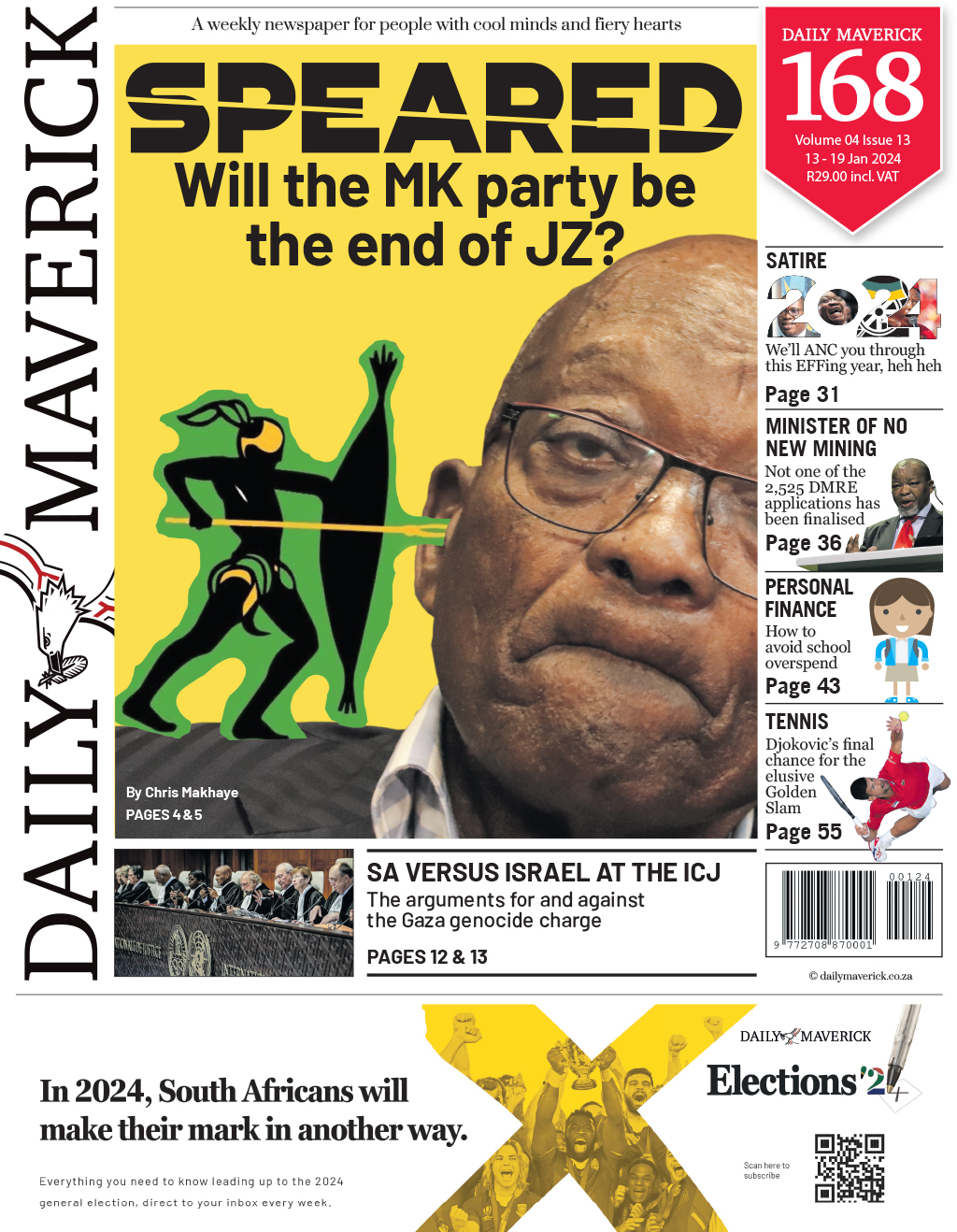 Front page. P1. 13 January 2024. DM168