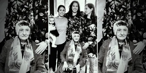 The author and scholar Zuleikha Mayat, who died last week at 97 years old with, from left, her great-grand-daughter Amelia Salie-Ameen, grand-daughters Iman Haffajee Salie-Ameen, Humaira Survé and Jihaan Haffajee. (Photo: Supplied)