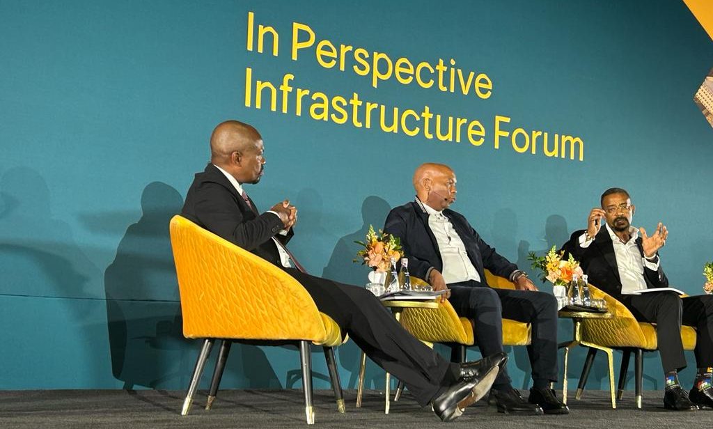 Thabo Khojane, managing Director of Ninety One SA, in conversation with SA’s Electricity Minister, Kgosientsho Ramokgopa, and Mzila Mthenjane, chief executive officer of the Minerals Council South Africa, 12 March 2024. 