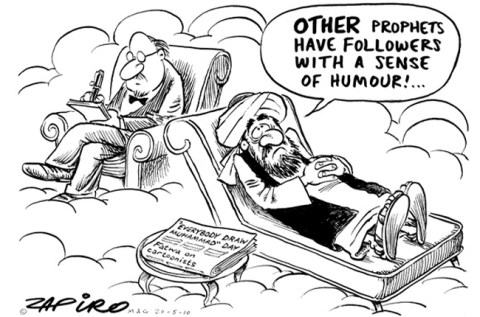 Muhammad cartoon about Muslim humour failure earns M&G death threats