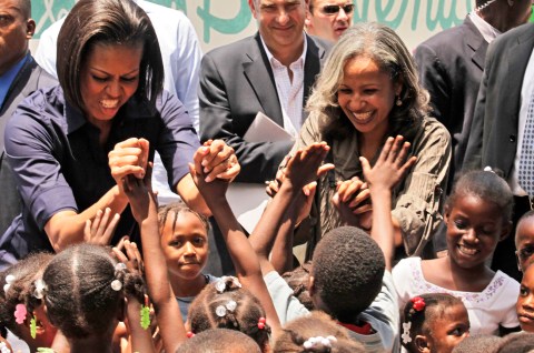 14 April: Michelle Obama surprises Haitians