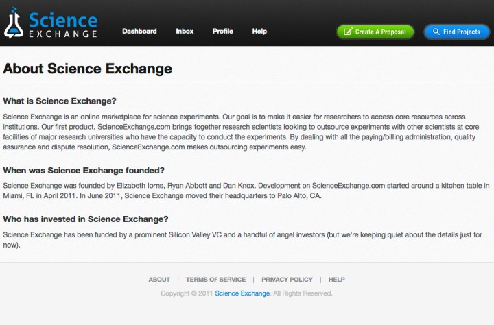 Science Exchange, a crowdsourcing solution for outsourcing lab experiments