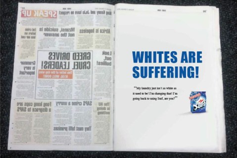 Surf washes bad news copy whiter than white