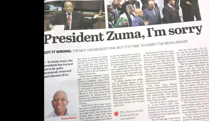 Art of apologia: Citizen editor’s sorry letter to President Zuma
