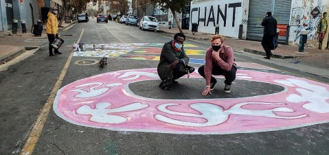 Artists, activists and athletes have fun in downtown Joburg to increase awareness of women’s issues