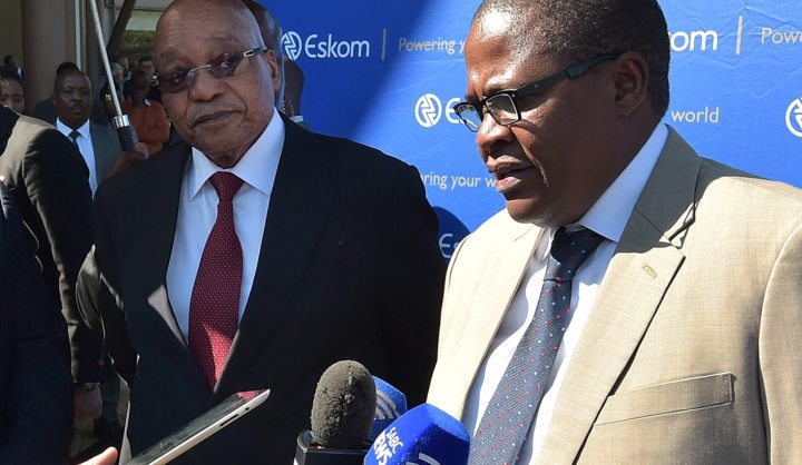 Jacob Zuma and Brian Molefe at an Eskom press conference