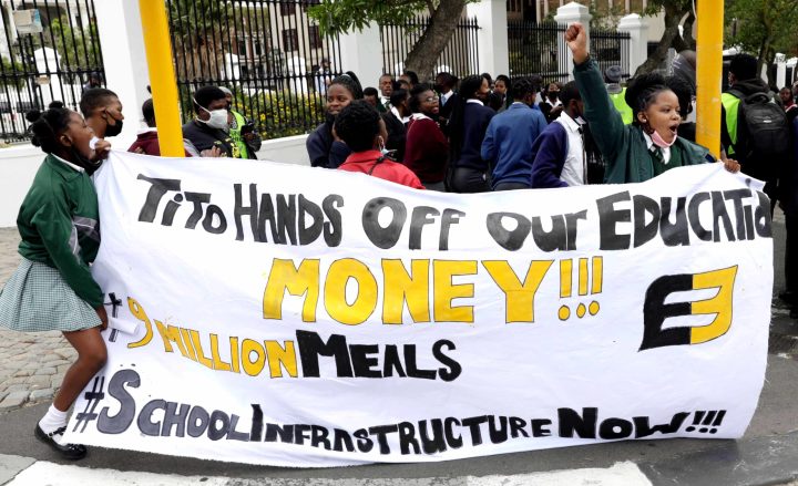 Protesters outside Parliament demand an end to cuts, more education spend and no bailout for SAA – Did Mboweni listen?