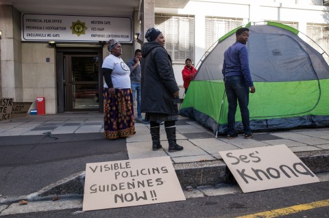 Activists camp outside SAPS to demand more police in poor areas