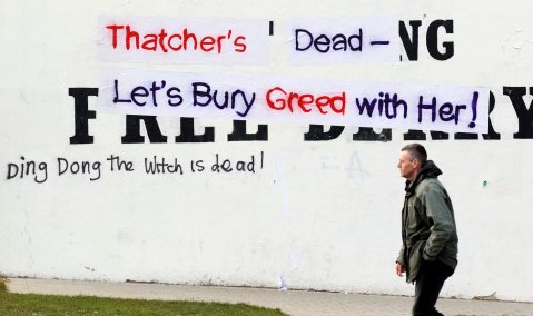 Margaret Thatcher mourned, but opponents celebrate