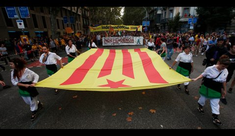 Catalans Form Human Chain To Press For Independence From Spain