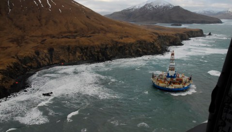 Stricken Alaska oil rig re-floated, towed to safe harbor