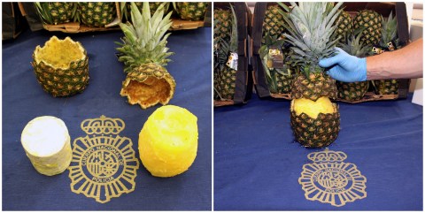Spanish police seize cocaine-stuffed pineapples