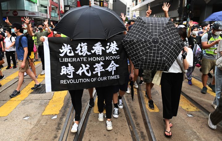Hong Kong man charged with terrorism, inciting separatism for slogan