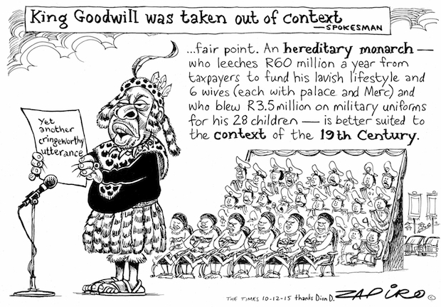 King Goodwill Praises Apartheid Government