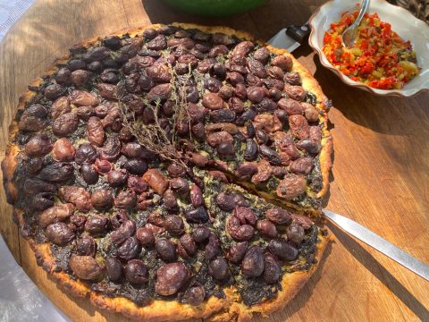 Lockdown Recipe of the Day: Rustic olive tart & a chilli relish