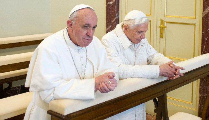 Pope and ex-Pope pray together in Christmas meeting