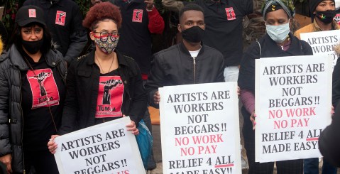 Frustrated performing artists take to the streets to sound the industry’s alarm bells
