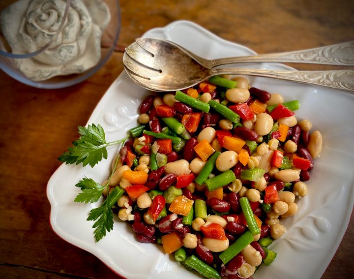 What’s cooking today: Three bean & three pepper salad